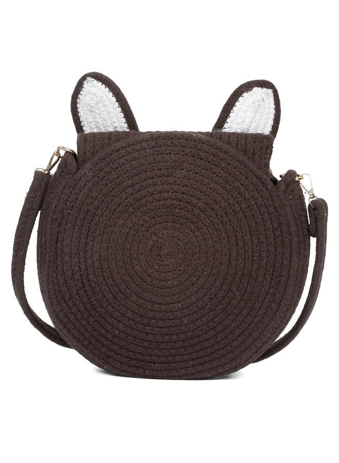 FABINALIV Brown Cartoon Design Macrame Braided Cotton Sling Bag (FLHB-1019-Brown) - Image 5